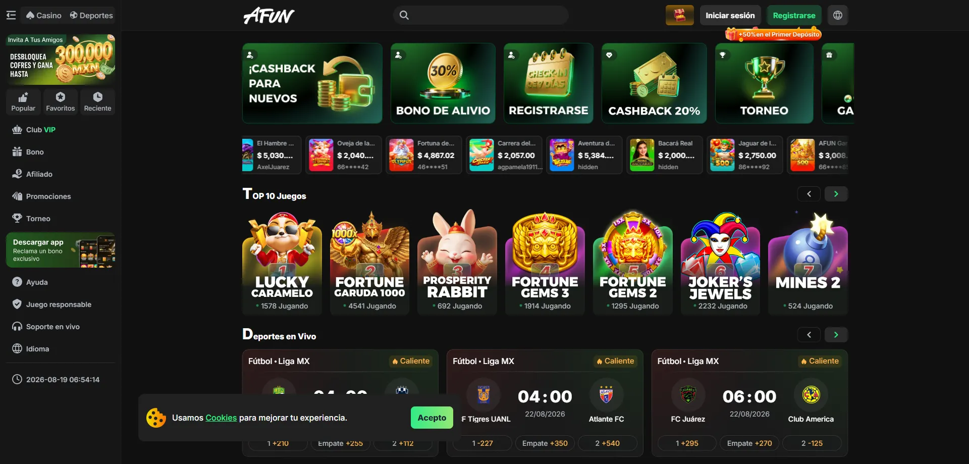 AFUN Casino plataforma de pago segura para jugadores en México